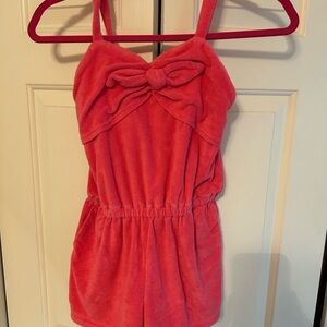 Girls pink terry cloth romper